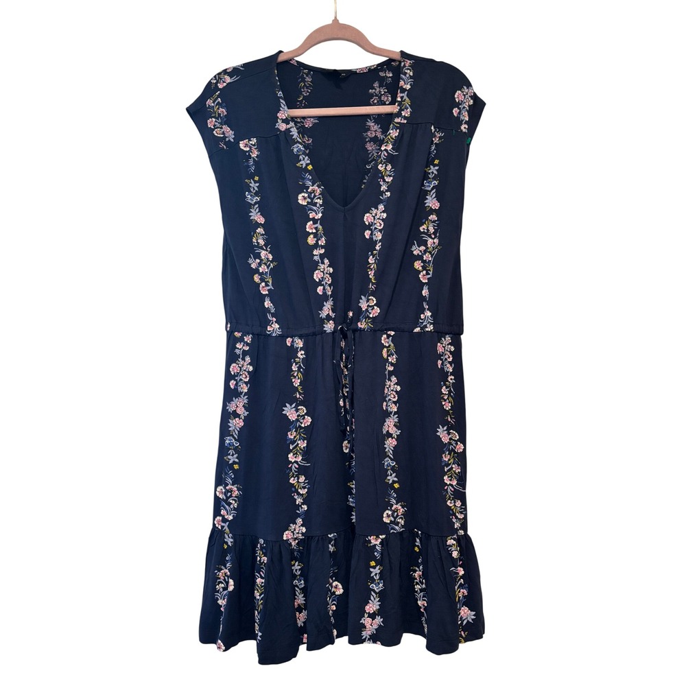 Lucky Brand oversized S blue floral boho cap sleeve stretch dress K